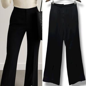 387 Aritzia Little Moon|NWOT Black Textured Straight Leg Silky Trousers (Size 0)